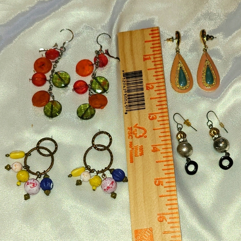 Lot of 4 pair dangle earrings pierced ears hooks